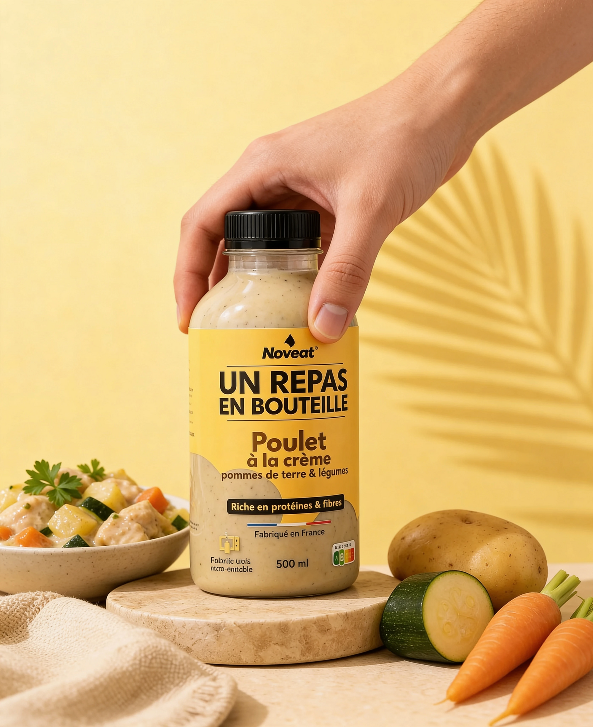 Poulet à la crème, pommes de terre & légumes
